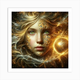 Golden Face Of A Girl Art Print