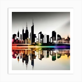 Rainbow City Skyline 3 Art Print