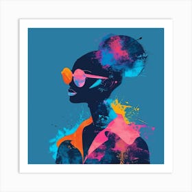 Abstract Woman In Sunglasses Art Print