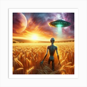 Alien In The Wheat Field 2 Art Print