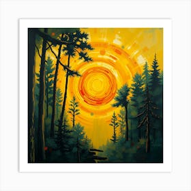 Sunset In The Forest 10 Art Print