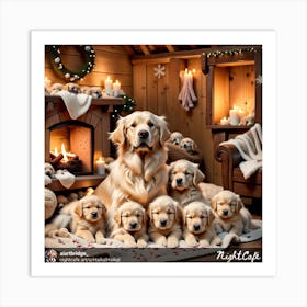 Golden Retriever Puppies Art Print