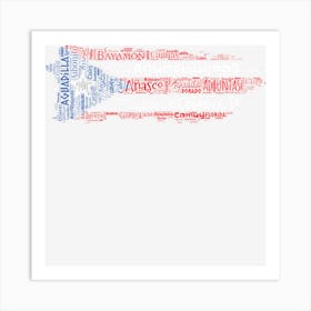 Puerto Rican Flag With Towns And Cities Of Puerto Rico Art Print