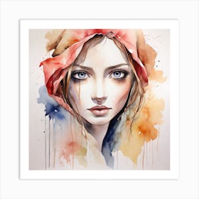 Watercolor Of A Girl Art Print