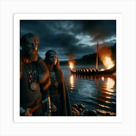 Viking Longboat Funeral Art Print