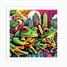 Frog Street Art 4 Art Print