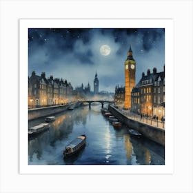 Romantic Viwe of Big Ben At Night Art Print