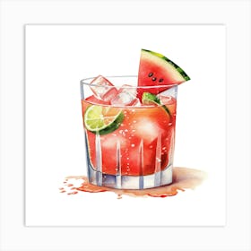 Watermelon Cocktail Art Print