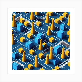 3d Rendering Of A Circuit Board Art Print