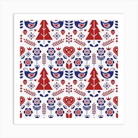 Scandinavian Folk Seamless Pattern Art Print