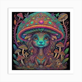 Psychedelic Mushroom Girl Art Print