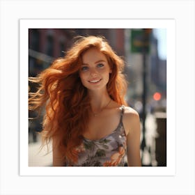 Portrait Of A Young Woman With Red Hair Art Print
