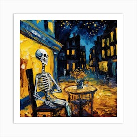 Skeleton At The Cafe Art Print