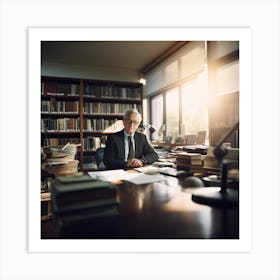 Portrait Of A Man In A Library Art Print