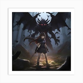 Demon Girl In The Forest Art Print