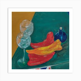 Dining Room Wall Art, Still Life with Peppers Art Print