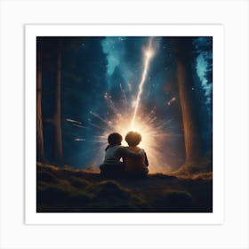 Two Children In The Forest Art Print