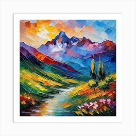 Sunset In The Mountains 35 Art Print