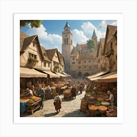 Medieval Market City art print 2 Art Print