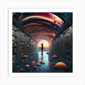 Library In Space Art Print