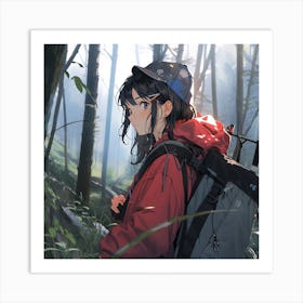 Anime Girl In The Woods Art Print