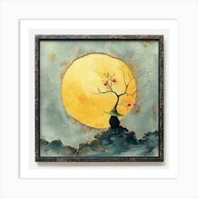 Cat On A Tree Art Print