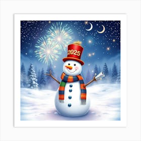 Flux Schnell A Vibrant And Joyful Snowman Standing In The Cent 2 Art Print