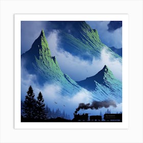 Train In The Mountains Art Print