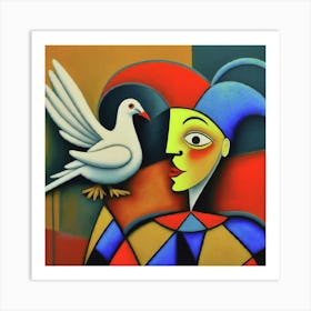 Clown And A Dove Art Print