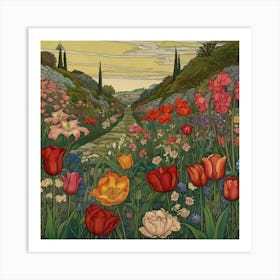 Tulips In The Garden 31 Art Print