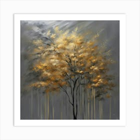 Tree In The Rain Art Print