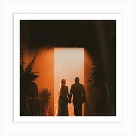 Bride And Groom Walking Down The Aisle 3 Art Print