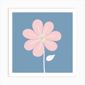 A White And Pink Flower In Minimalist Style Square Composition 4 Art Print