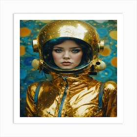 Gold Girl In Spacesuit Art Print