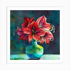 Amaryllis In A Vase Art Print