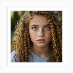 Portrait Of A Girl With Curly Hair 5 Art Print