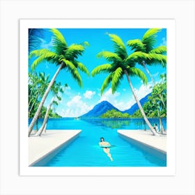 Man Swimming In A Pool Art Print