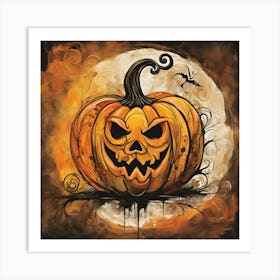 Creepy Halloween Pumpkin Pic Art Print