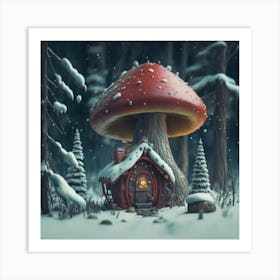 Red mushroom shaped like a hut 16 Art Print