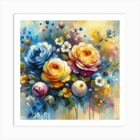 Colorful Roses oil painting abstract painting art 6 Art Print