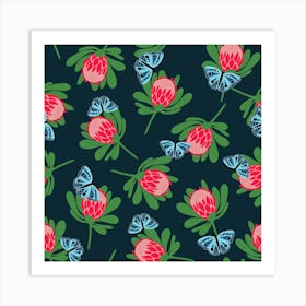 Tropical Protea & Butterfly Art Print