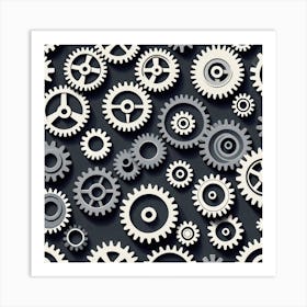 Gears Seamless Pattern Art Print