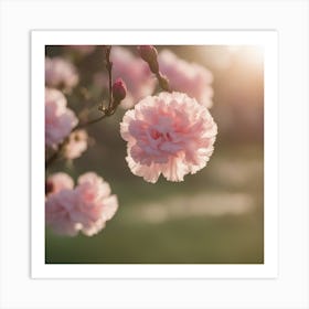 A Blooming Carnation Blossom Tree With Petals Gently Falling In The Breeze 3 Art Print