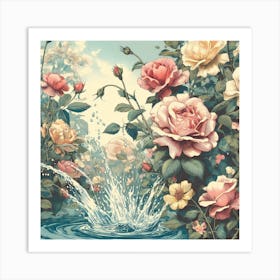 Flowers spring splashing water Art Print