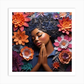 Black Woman With Flowers 1 Art Print