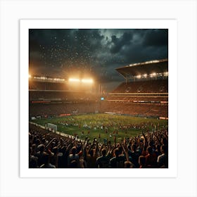 Soccer Stadium At Night Art Print