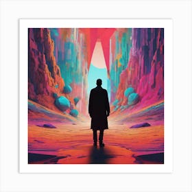 Man Walking Through A Desert 2 Art Print