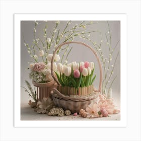 Flowers In A Basket 1 Art Print