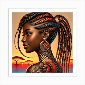 African Girl With Braids Poster