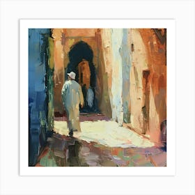 Man Walking Down An Alley Art Print